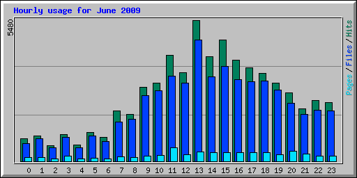 Hourly usage for June 2009